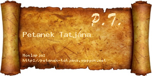 Petanek Tatjána névjegykártya